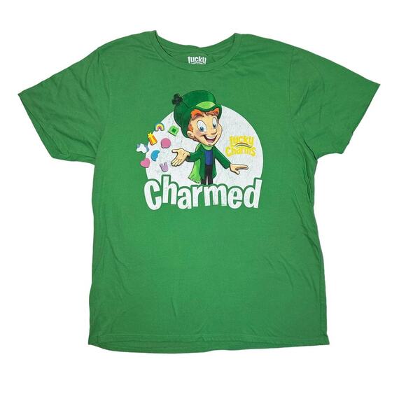 Lucky Charms Men's Large Kelly Green 'Charmed' Graphic Tee - Picture 1 of 4